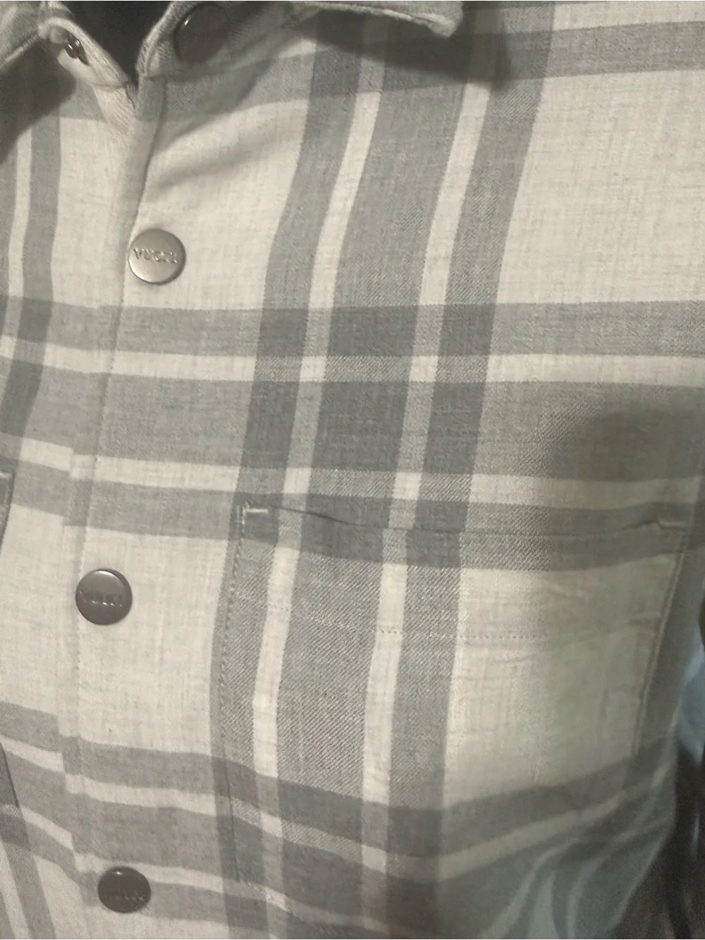 Vuori Gray and White Plaid Shirt Jacket-M